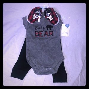 Little Treasure Baby Bear Onesie, 3-piece Set